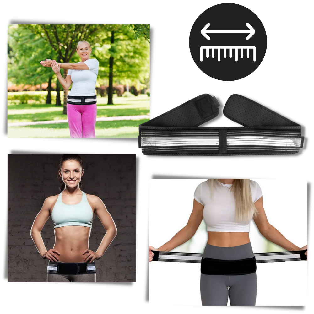 Cinta dorsal ajustável da marca Zlotych para suporte lombar, com fechos e design ergonômico em imagem detalhada.