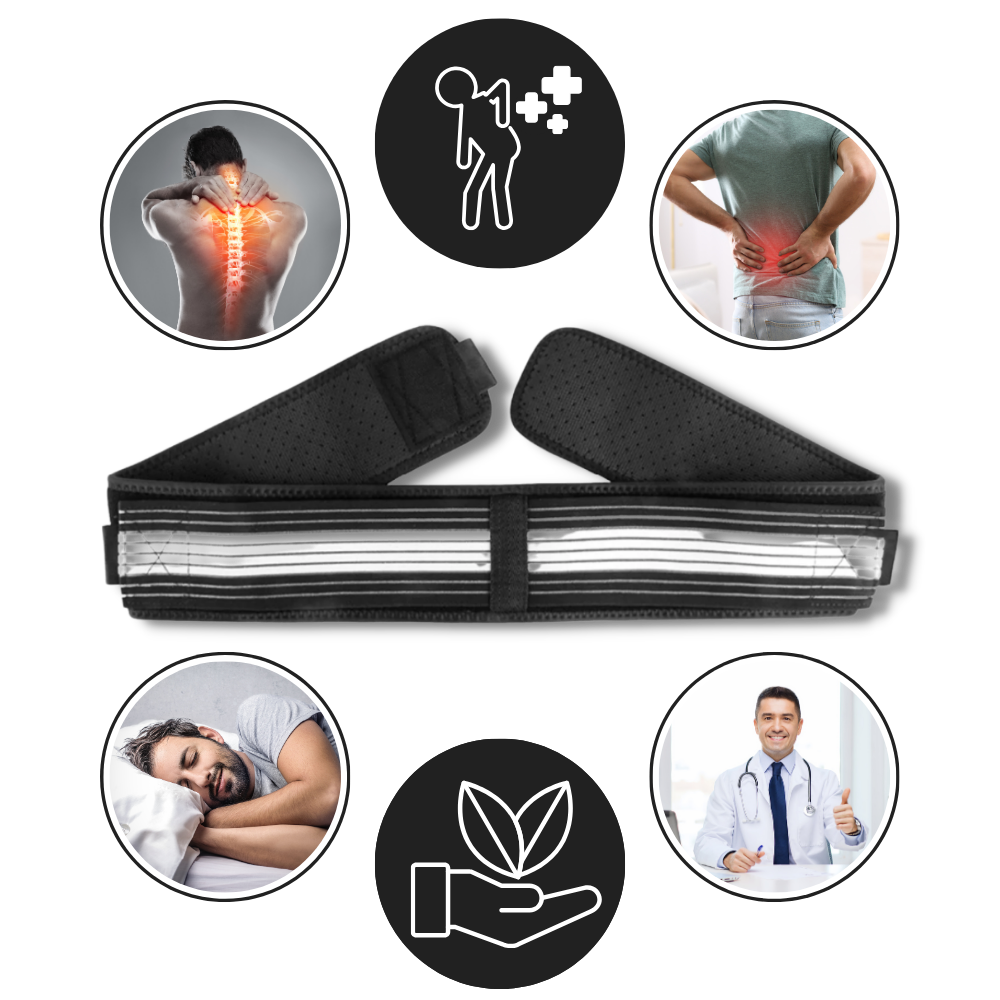 Cinta dorsal ajustável da Zlotych para suporte lombar e alívio de dores nas costas, com design ergonômico e acolchoado.