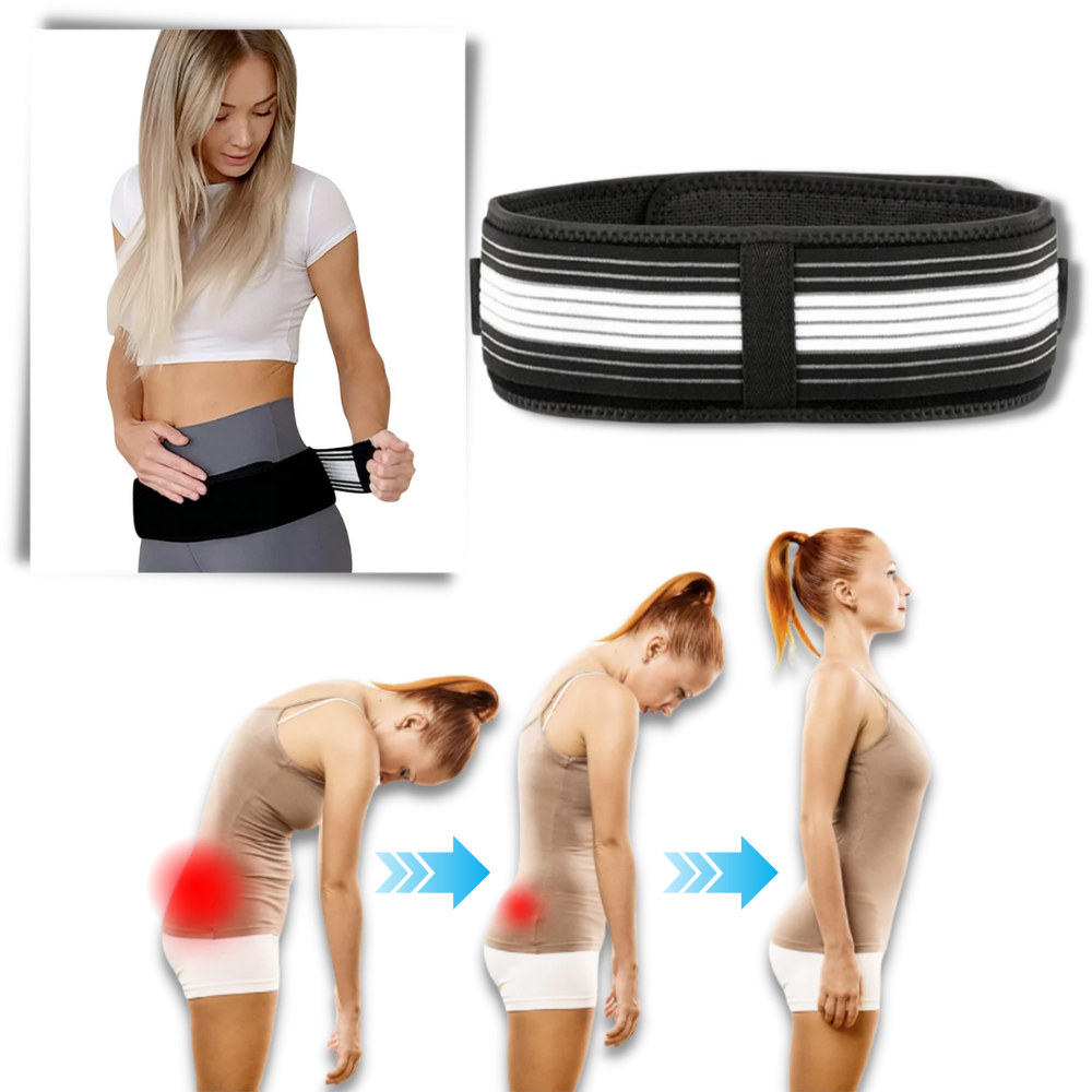 Cinta lombar ajustável Zlotych para suporte dorsal, com design ergonômico e tecido respirável para conforto e estabilidade.