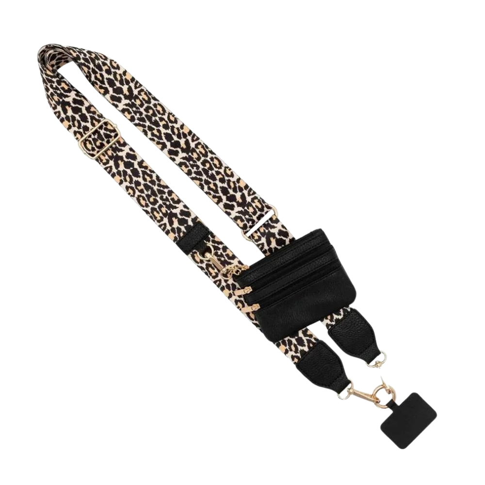 Alça ajustável para telefone celular com estampa de leopardo, compatível com carteiras e porta-bilhetes, da Save The Girls.