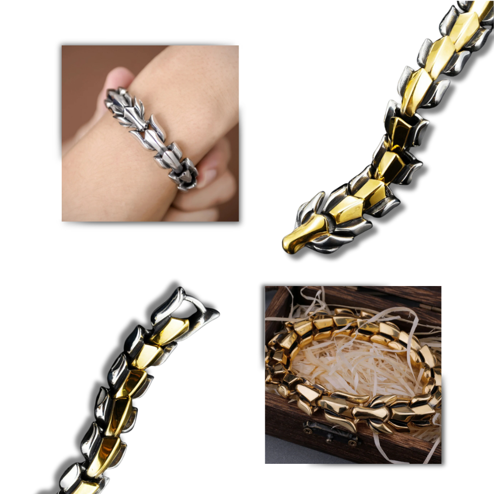 Pulseira ajustável com design de dragão de Midgard, feita pela Sunnimix, em metal com detalhes detalhados e acabamento elegante.