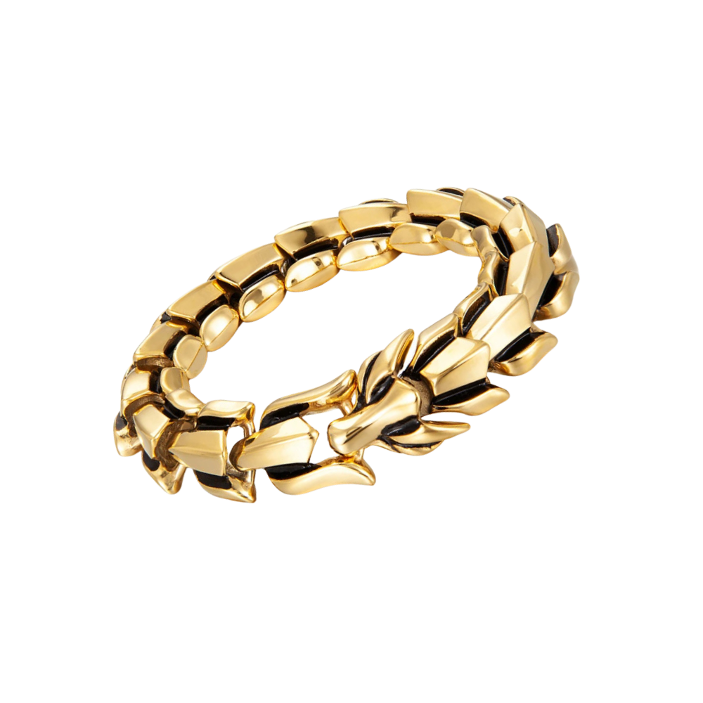 Pulseira ajustável de dragão de Midgard da Sunnimix, feita em metal dourado com detalhes detalhados e design de dragão.