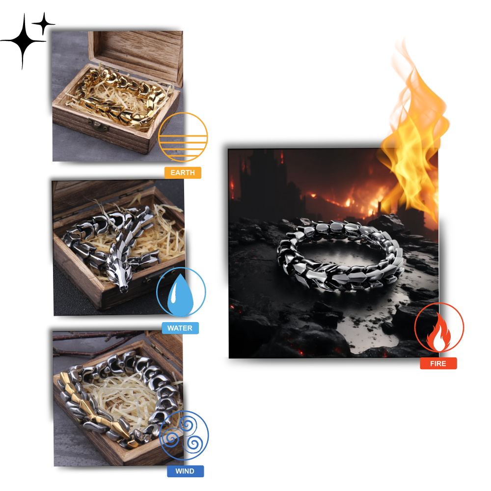Pulseira ajustável com dragão de Midgard da Sunnimix, detalhe de dragão em estilo mitológico, feita de material resistente.