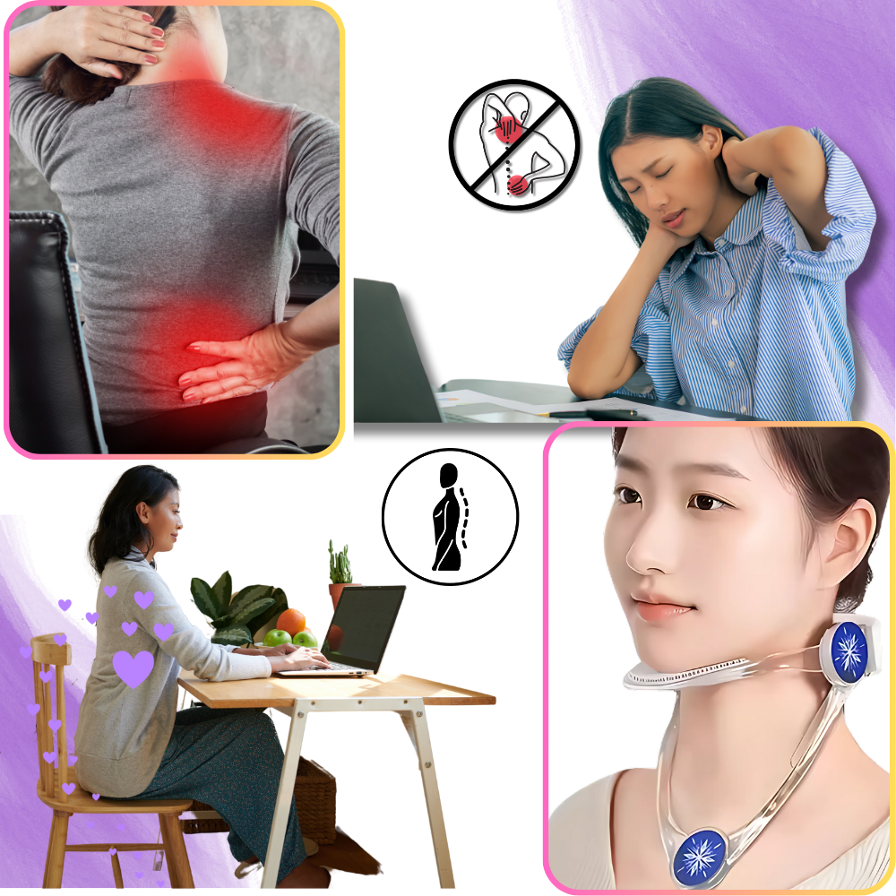 Corrector de postura cervical ajustável da Keusn, suporte para pescoço com design ergonômico, acessórios de manutenção e ataduras.