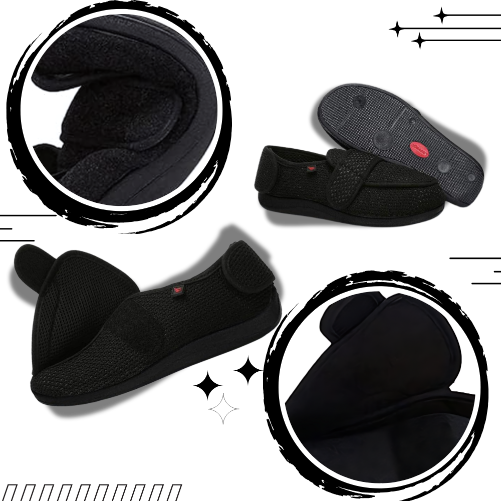 Sapatos ortopédicos ajustáveis para pés diabéticos da Silvert's, com design confortável e suporte para uso diário.