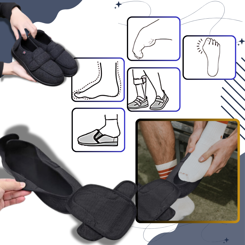 Sapatos ortopédicos ajustáveis Silvert's para pés diabéticos, com design confortável e suporte para uso diário.