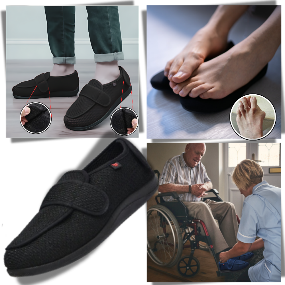 Sapatos ortopédicos ajustáveis para pés diabéticos da Silvert's, com design confortável e suporte especializado.