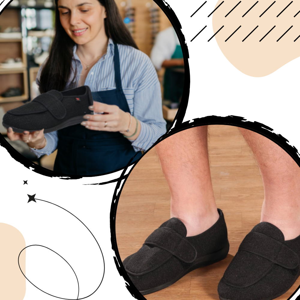 Sapatos ortopédicos ajustáveis para pés diabéticos da Silvert's, com design confortável e suporte para os pés sensíveis.