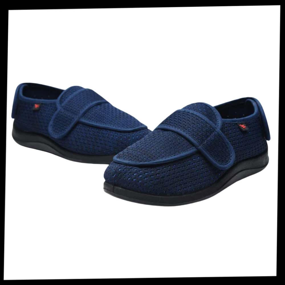 Sapatos ortopédicos ajustáveis para pés diabéticos da Silvert's, com design acolchoado e fechamento seguro.