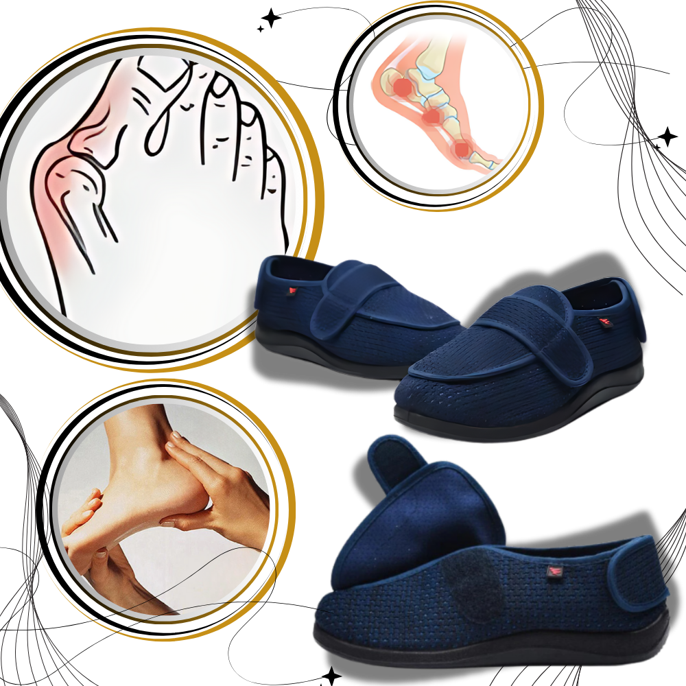 Sapatos ortopédicos ajustáveis Silvert's para pés diabéticos, com suporte e design confortável para uso diário.