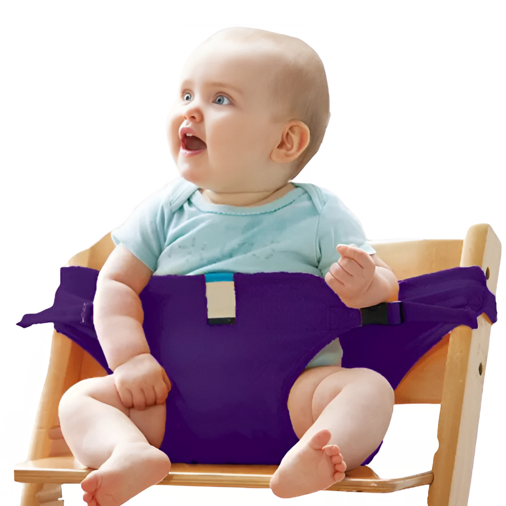 Harnais ajustável para cadeira alta Glorystar, acessório portátil em cor roxa, para segurança e conforto na cadeira infantil.
