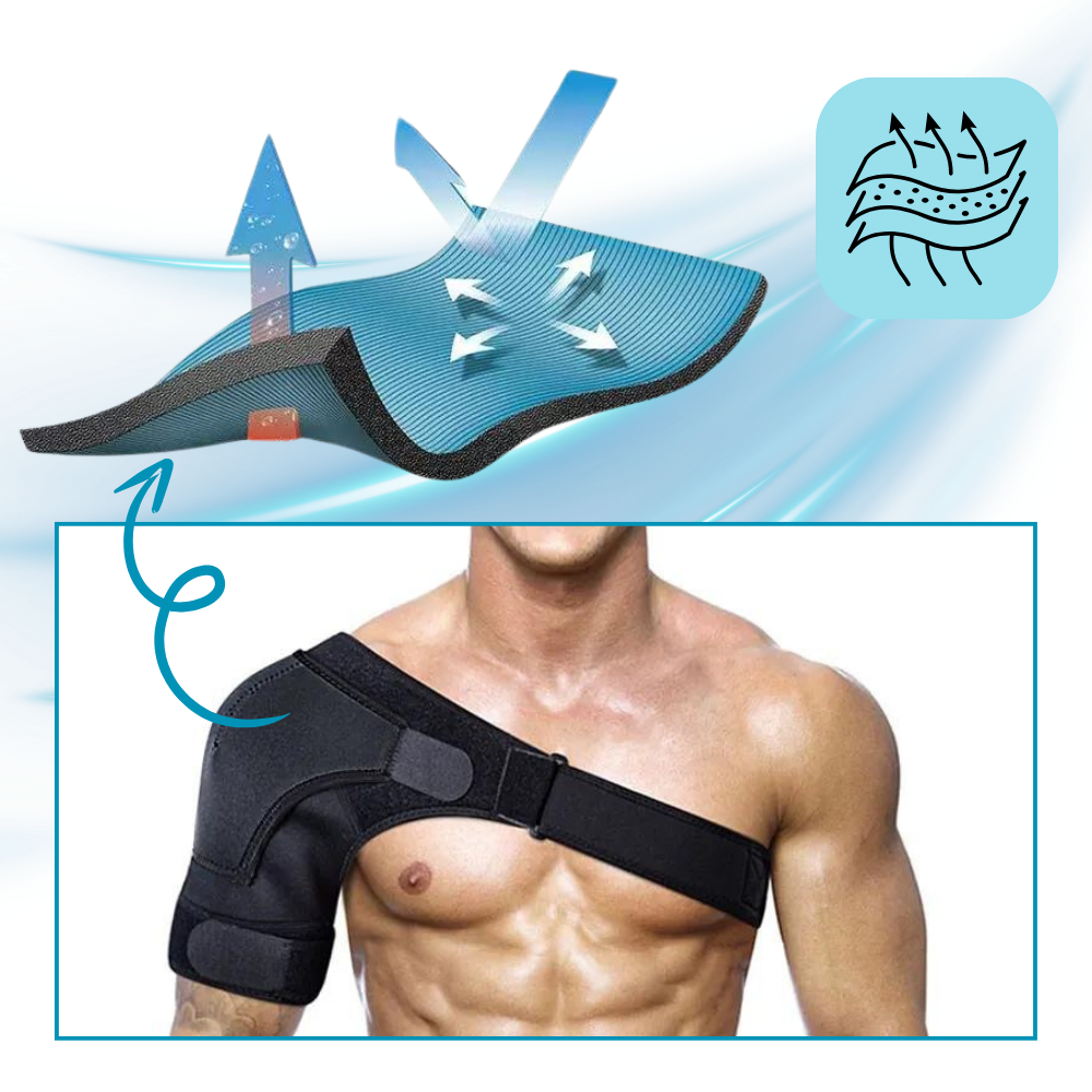 Órthese ajustável Neo-G para ombro, suportando e confortável, feito de tecido respirável, utilizado em fisioterapia e ergoterapia.