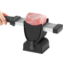 Fatiador de carne manual ajustável na cor preta, utensílio de cozinha para cortar carne com espessura personalizada.