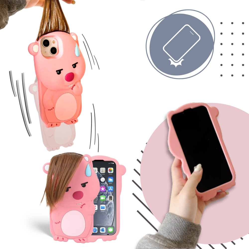 Estojo rosa adorável para iPhone da Qitian, proteção fina e elegante para smartphone em imagem colorida e detalhada.