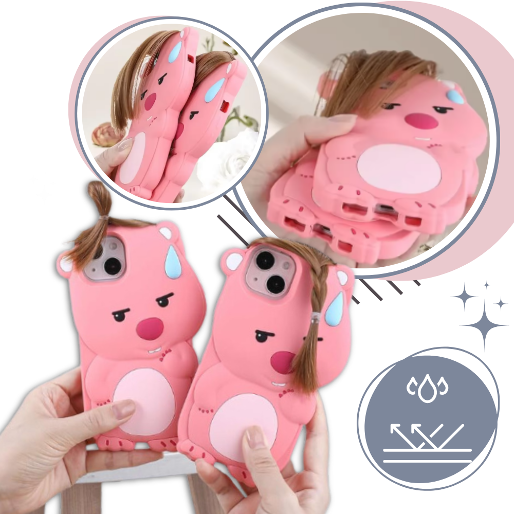 Estojo rosa fofo para iPhone da Qitian, mostrando detalhes delicados e acabamento bonito em tom rosa claro.