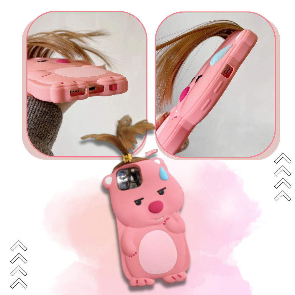 Estojo rosa adorável para iPhone da Qitian, capa de proteção com design fofo e envolvente, ideal para smartphones.