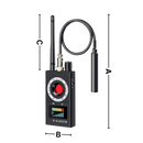 Detectores de escuta Vito, detecta dispositivos de escuta e bugs com frequência avançada, mostra dimensões do produto.