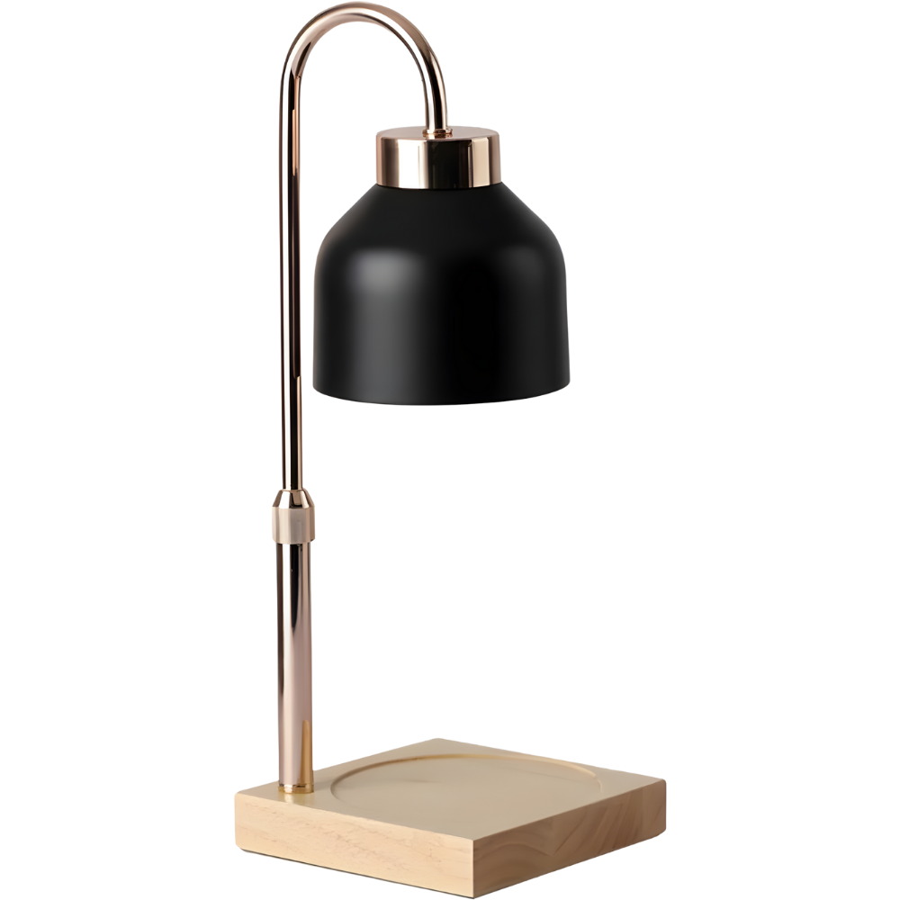 Lâmpada de design Lithomy para vela aquecedora, luminária estética preta com efeito acolhedor e moderno.