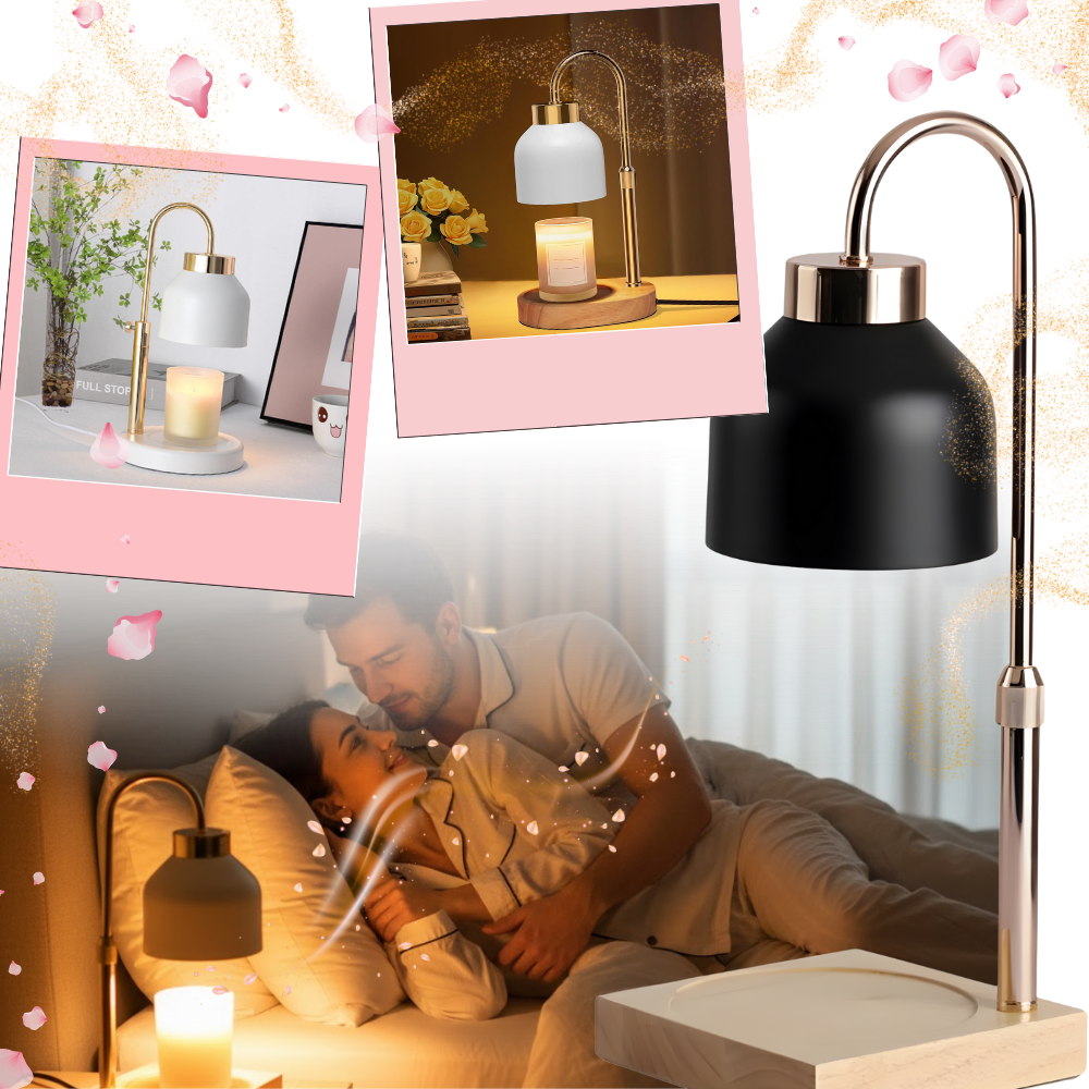 Lâmpada de aquecimento para vela de design da Lithomy, com iluminação suave e estética moderna.