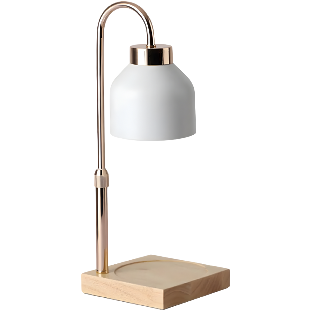 Lâmpada de aquecimento para vela design Lithomy, luz quente e estética, em acabamento branco com aparência acolhedora.