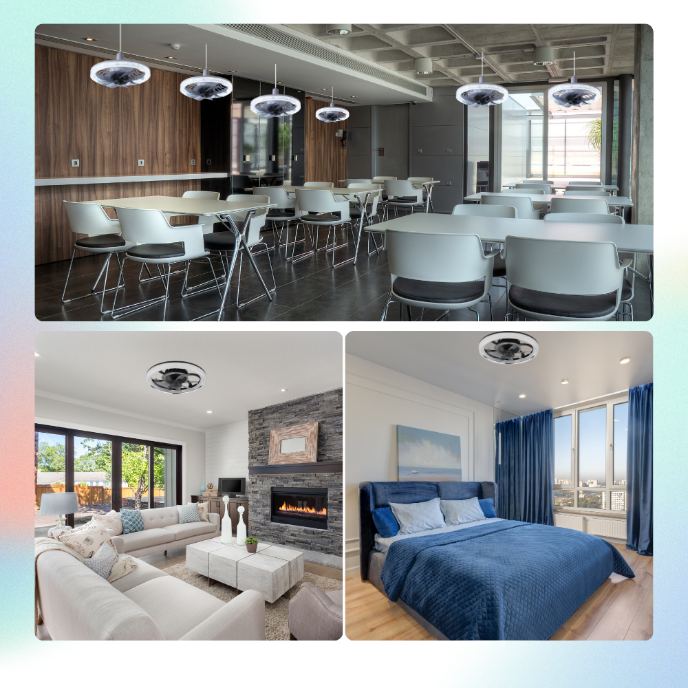 Ventilador de teto Gesum com luz integrada e controle remoto, design moderno e elegante para ambientes residenciais.