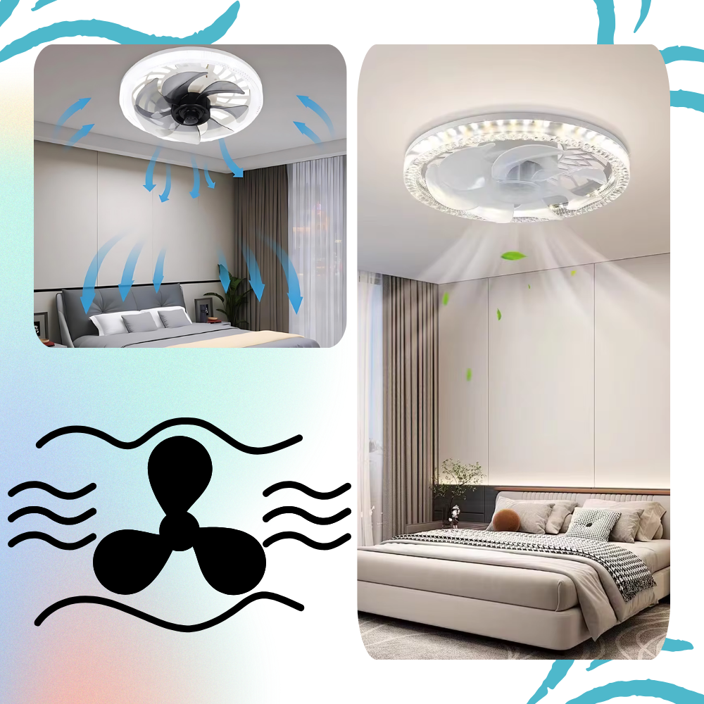 Ventilador de teto Gesum com lâmpada integrada e controle remoto, ideal para circulação de ar e iluminação moderna.