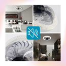 Ventilador de teto Gesum com lâmpada integrada e controle remoto, design moderno e funcionamento silencioso.