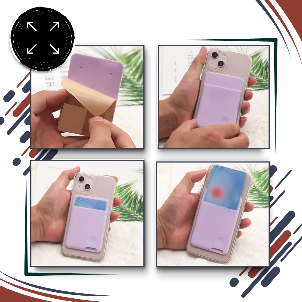Porta-cartões adesivo para telefone Bosheng em design estético, compatível com celulares, armazenamento prático e seguro.