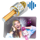 Microfone de karaoke Bluetooth sem fio Aetomce, componente de áudio com design em azul para diversão musical.