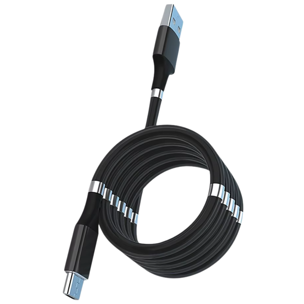 Cabo USB Magnético Agptek para dispositivos eletrônicos, branco, micro USB, 1,8 metros, conexão rápida e fácil.