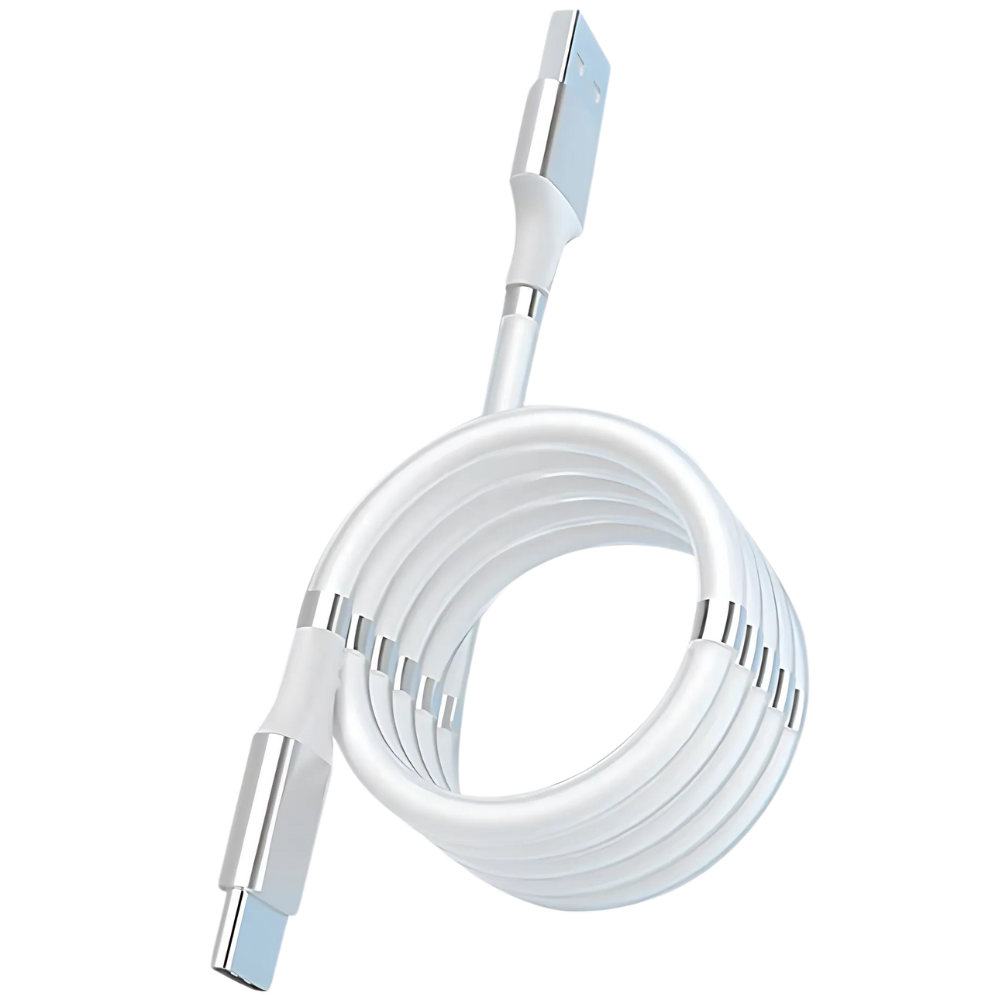Cabo USB magnético branco da Agptek para dispositivos eletrônicos, micro USB, comprimento de 1,8 metros.