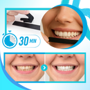 Faixa de clareamento dental com carvão e hortelã da Ailiu, cuidados bucais, mostrando embalagem e faixa de uso.
