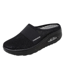 Sapatos slip-on Ozerty France com almofada de ar para diabéticos, calçados confortáveis para cuidado do dorso, pretos.