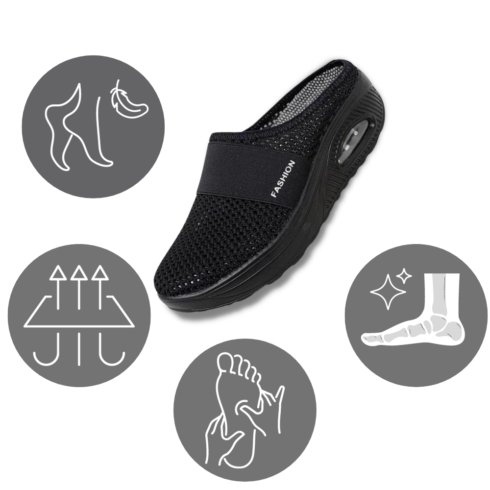 Sapatos com amortecedor de ar para diabéticos, suporte para o cuidado das costas, marca Ozerty França, calçados confortáveis.