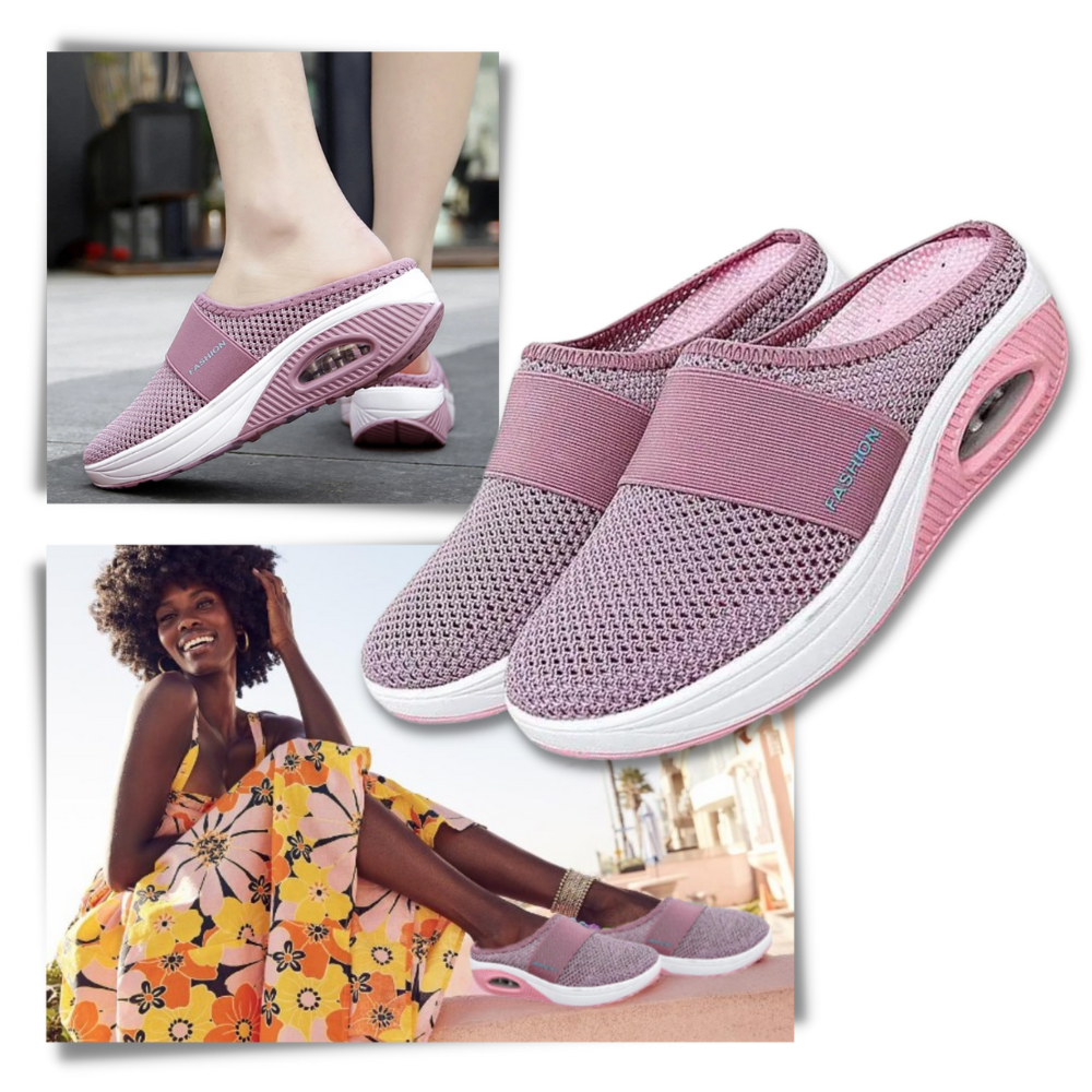 Sapatos slip-on com almofada de ar da Ozerty França, ideal para cuidados do diabetes e conforto para o cuidado das costas.