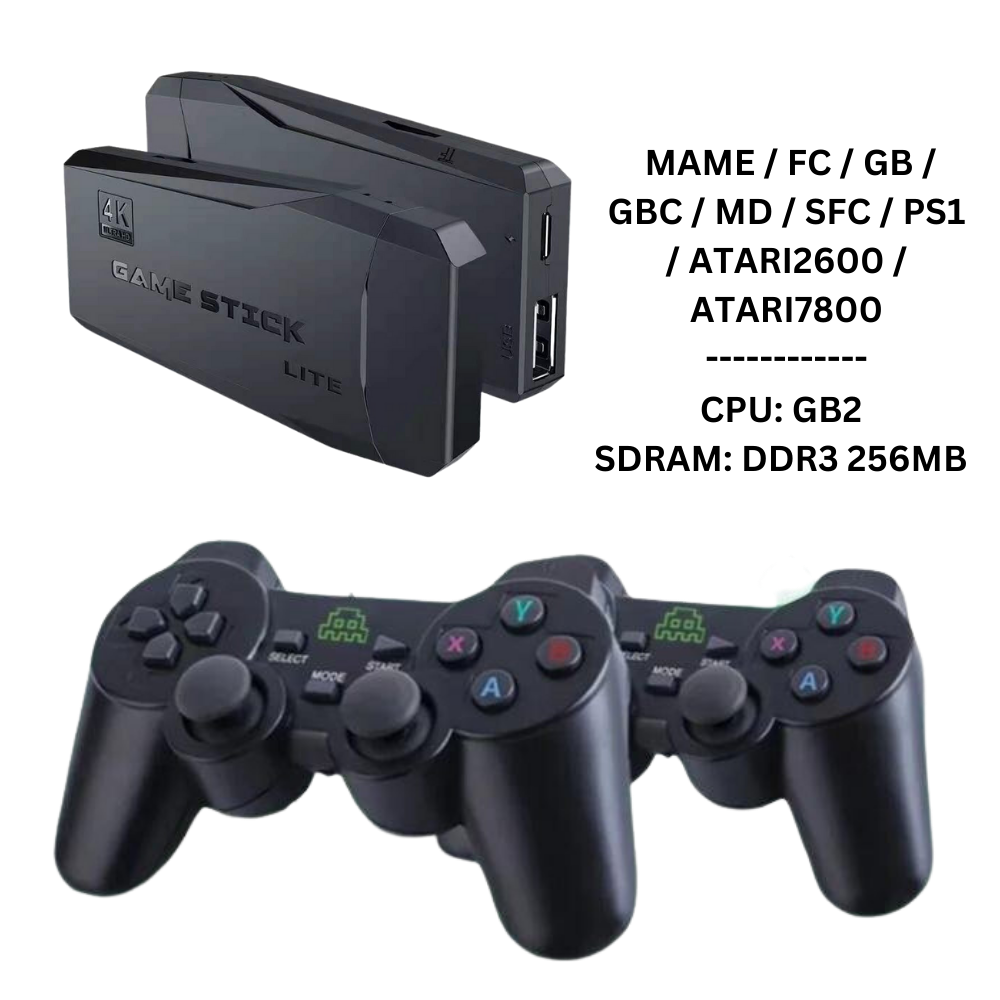 Console de jogos retro Akloker, console de jogo de vídeo clássico com design vintage e controles integrados.