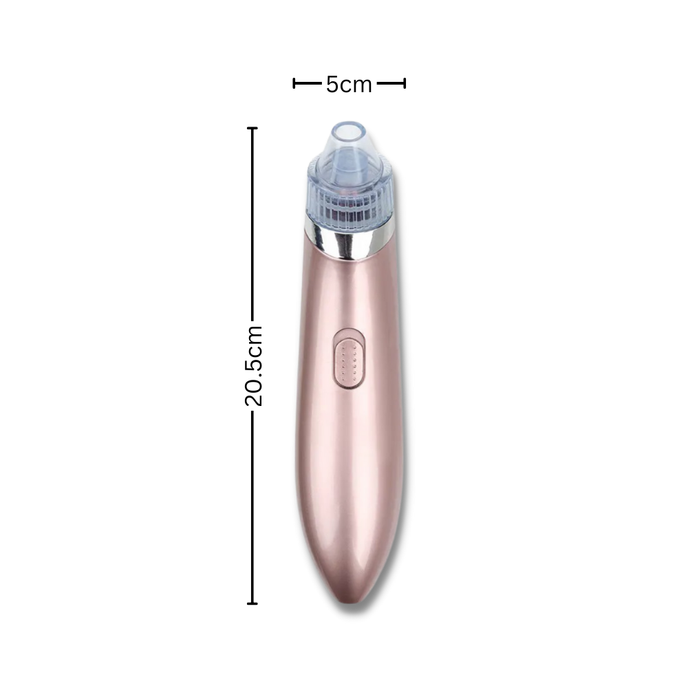Aspirador de pontos negros da Akloker, dispositivo de limpeza facial em rosa, usado para remover cravos e impurezas da pele.