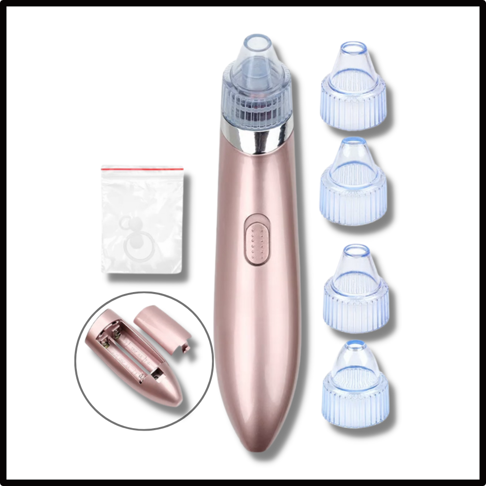 Aspirador de pontos negros da Akloker, dispositivo facial de cosméticos, com design em rosa para limpeza de pele.