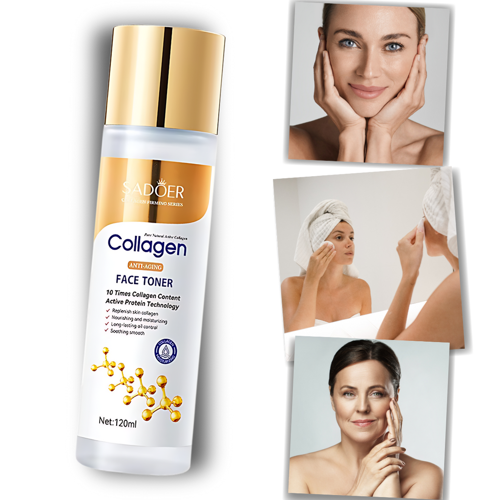 Loção tônica facial com colágeno da Alaparte-Toners, ilumina, anti-idade e revitaliza a pele com fórmula clareadora.