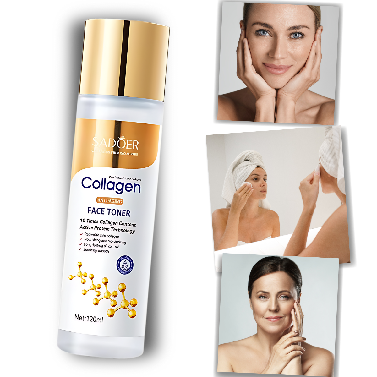 Loção tônica facial com colágeno da Alaparte-Toners, ilumina, anti-idade e revitaliza a pele com fórmula clareadora.
