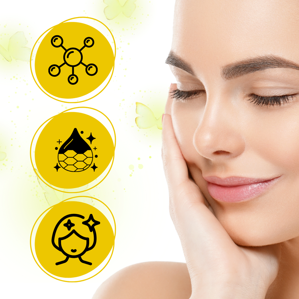 Loção tônica com colágeno da Alaparte-Toners, fórmula iluminadora e antienvelhecimento, em frasco de cosméticos.