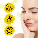 Loção tônica com colágeno da Alaparte-Toners, fórmula iluminadora e antienvelhecimento, em frasco de cosméticos.