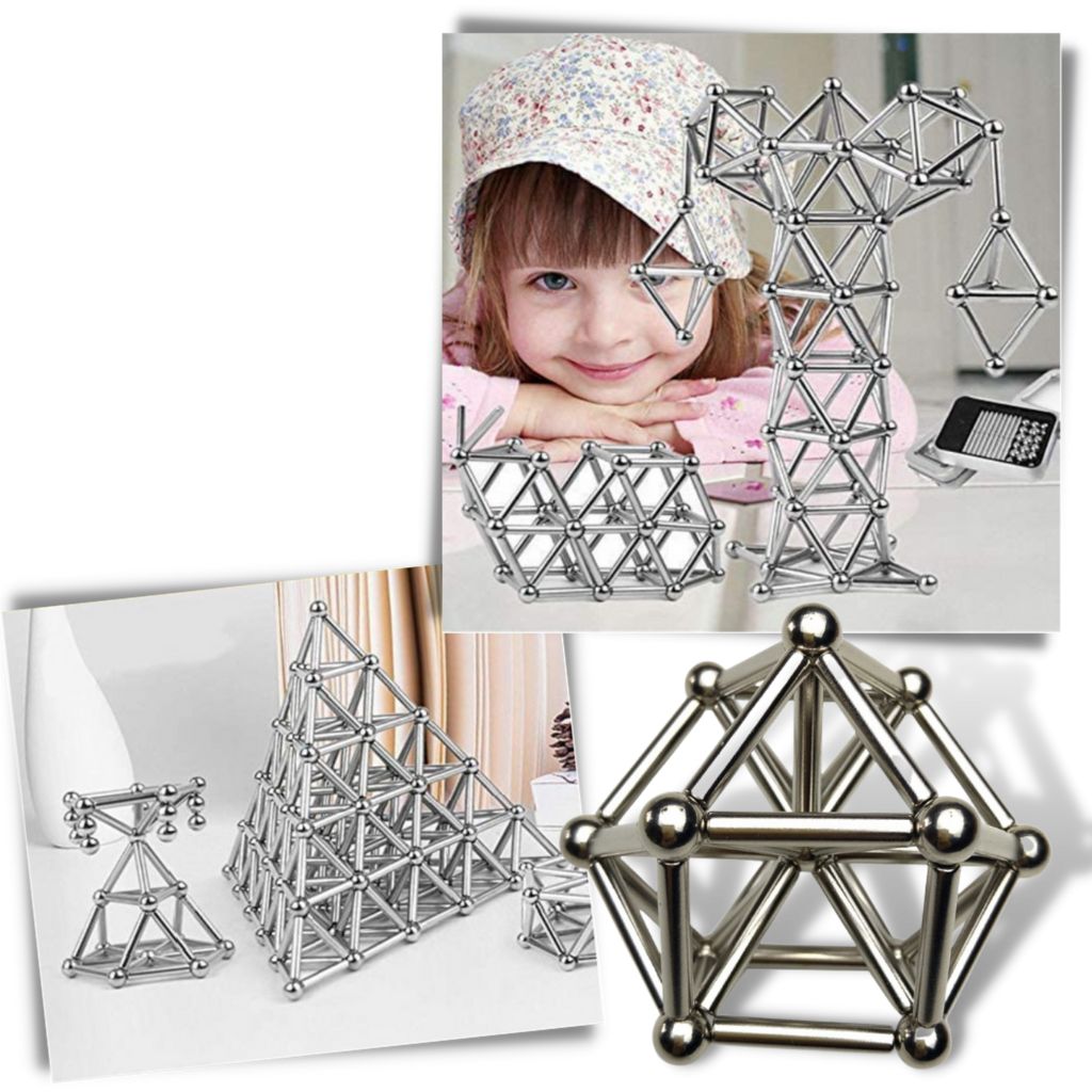 Conjunto de bastões e bolas de construção magnéticos da Alextreme, brinquedo educativo para montar formas criativas.