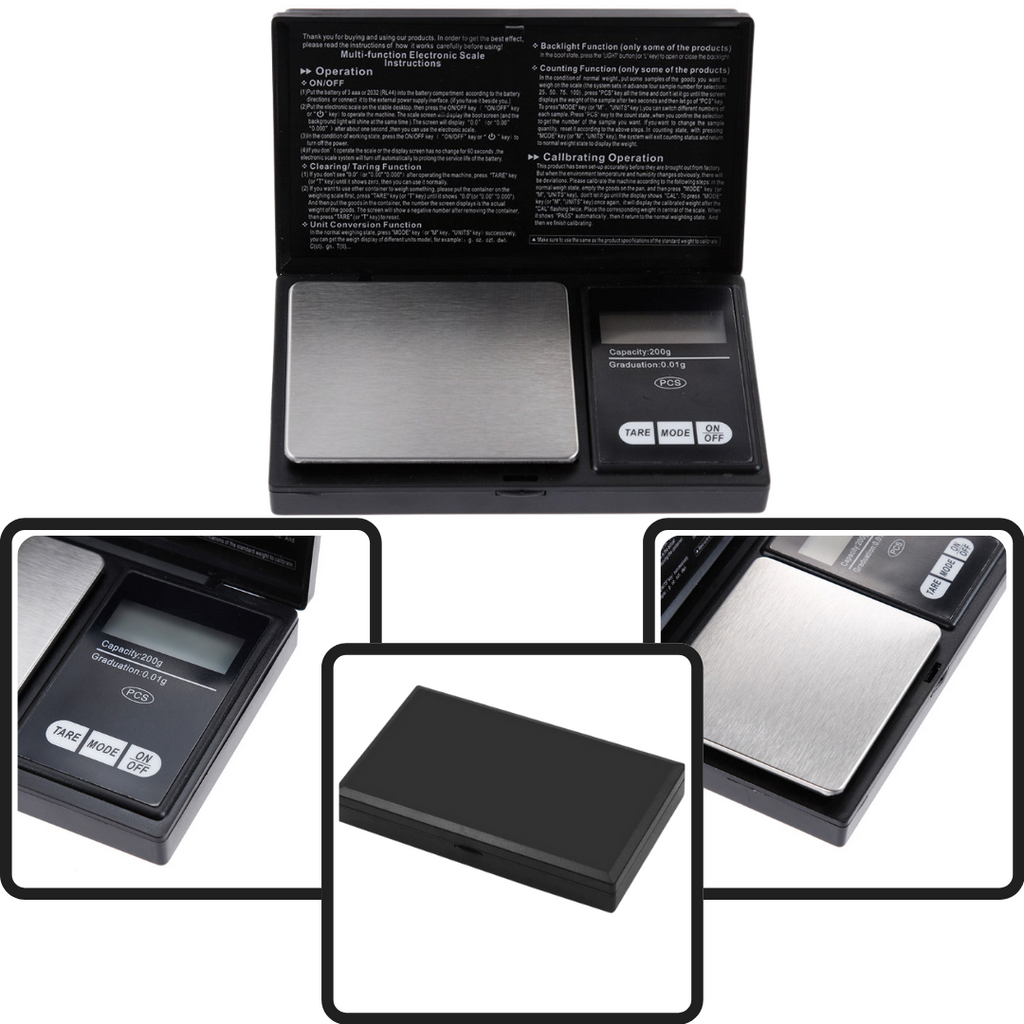 Balança digital de bolso American Weigh Scales, acessório para ferramentas de medição e detectores, display digital compacto.