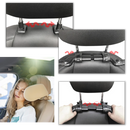Apoio de cabeça preto em tecido da Ametoys para peças automotivas e motos, visível na imagem.