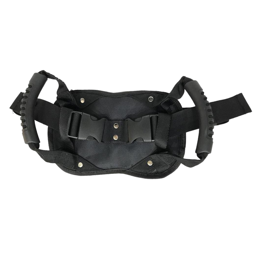 Cinturão de segurança para passageiro de moto da marca Ametoys, feito para garantir proteção durante viagens.