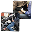 Cinto de segurança para passageiro de moto da marca Ametoys, resistente e confortável, usado na condução segura de veículos.