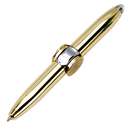 Caneta esferográfica spinner da Amuver, instrumento de escrita e desenho com detalhe rosa dourado.