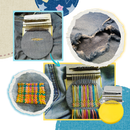 Mini métier a raccommoder tecido DIY da Andoer, ferramenta de artesanato criativo para reparos em tecido, com 10 broches pretas.