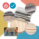 Mini métier a raccompor tecido DIY da Andoer, ferramenta criativa para costura e reparos em tecidos, com 10 broches pretas.